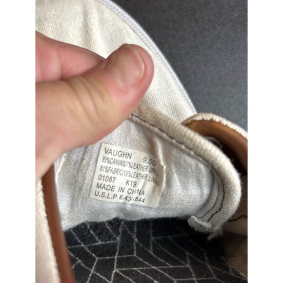 Polo Ralph Lauren Vaughn 9.5D Mens Casual Lace-Up Canvas Sneakers White & Tan Le - Picture 4 of 10